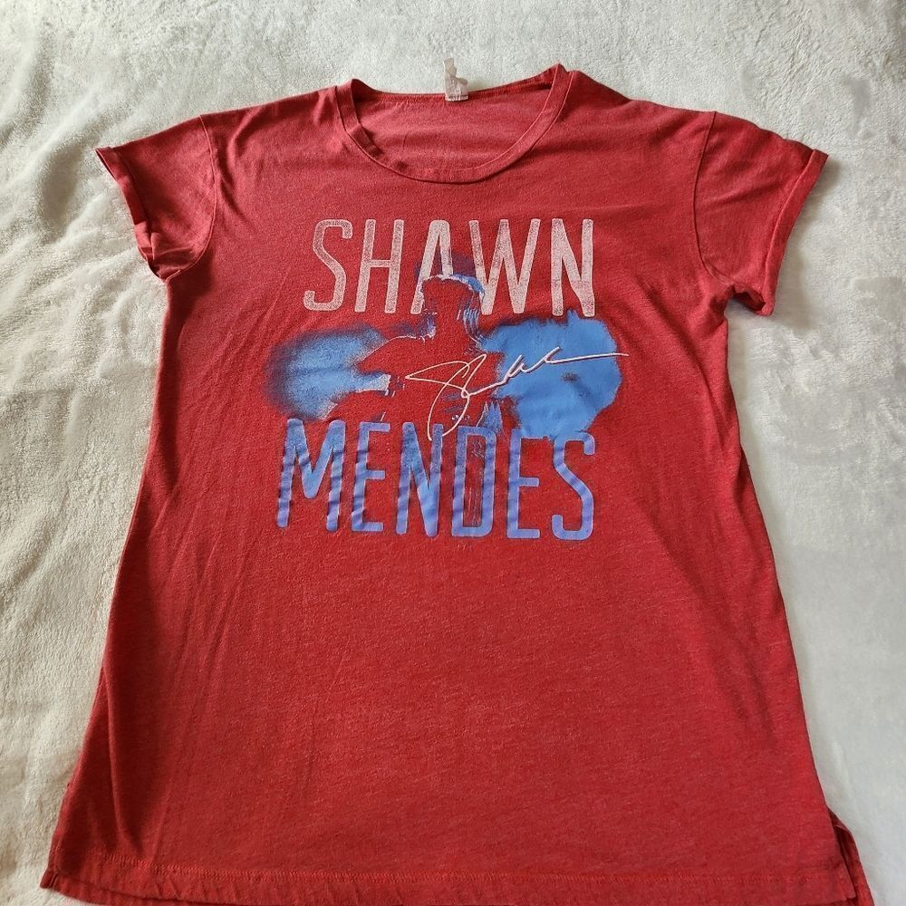 Shawn Mendes Red Tshirt With Graphics Size XL